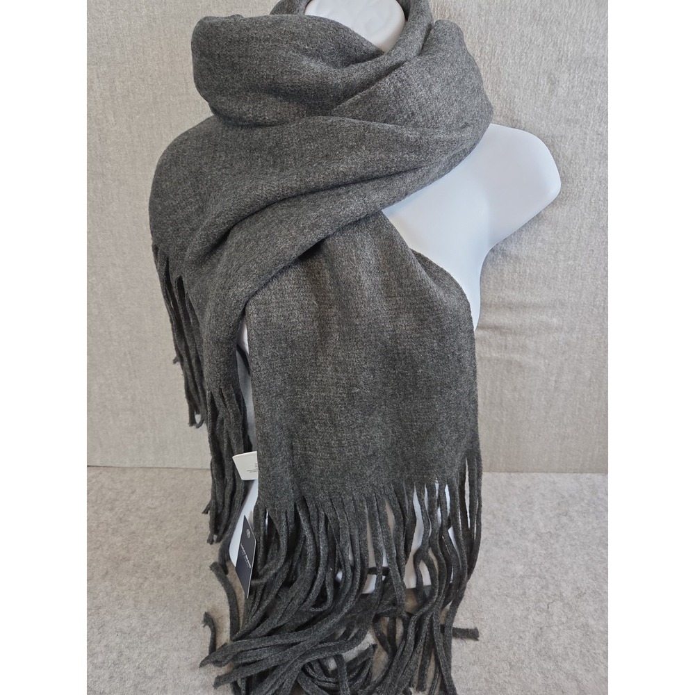Lucky Brand Scarf Heather Gray Long Fringe Super Soft Winter Comfort Preppy NEW